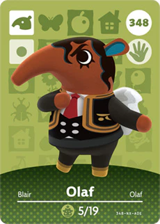 Animal Crossing Amiibo Card (Olaf 348)