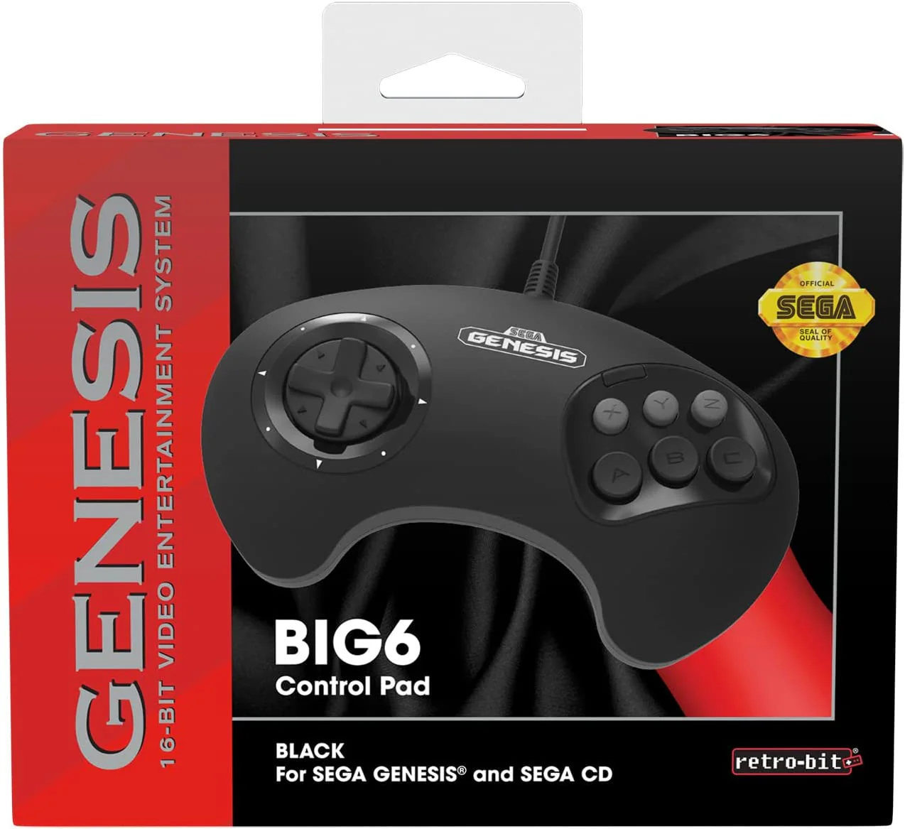 Big 6 Control Pad (Black) for Sega Genesis