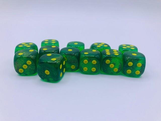 Chessex Dice Borealis Maple Green/Yellow 12-Die Set