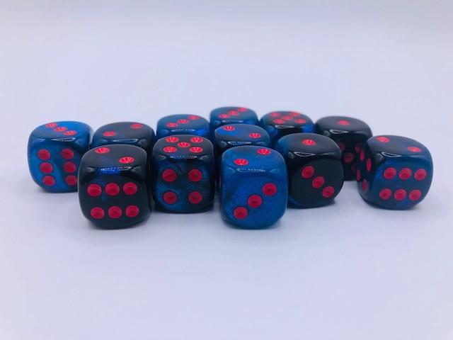 Chessex Dice Gemini Black-Starlight/Red 12-Die Set