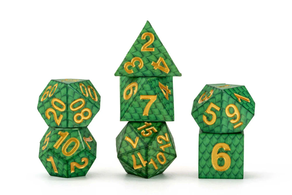 FanRoll Dragon Storm Silicone Polyhedral Dice Set (Green Dragon Scales) - Image 2