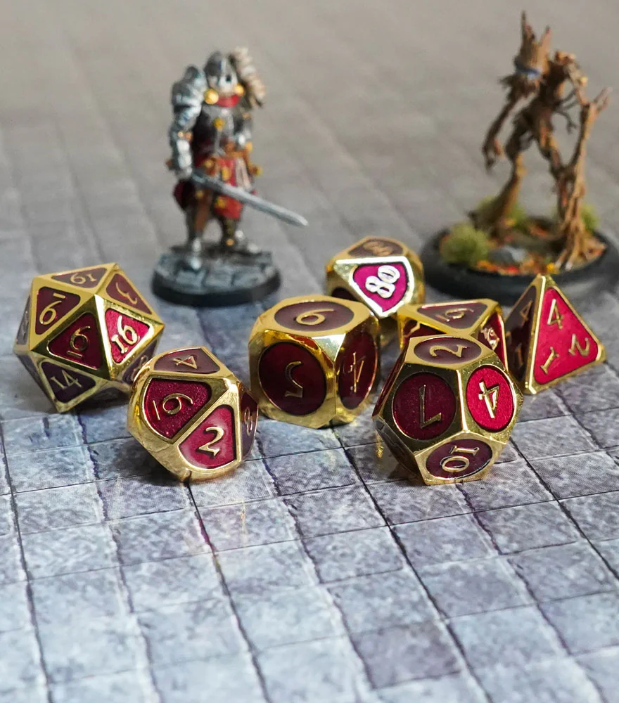 FanRoll Metal 16mm Dice Set (Gold w/ Purple Enamel) - Image 2