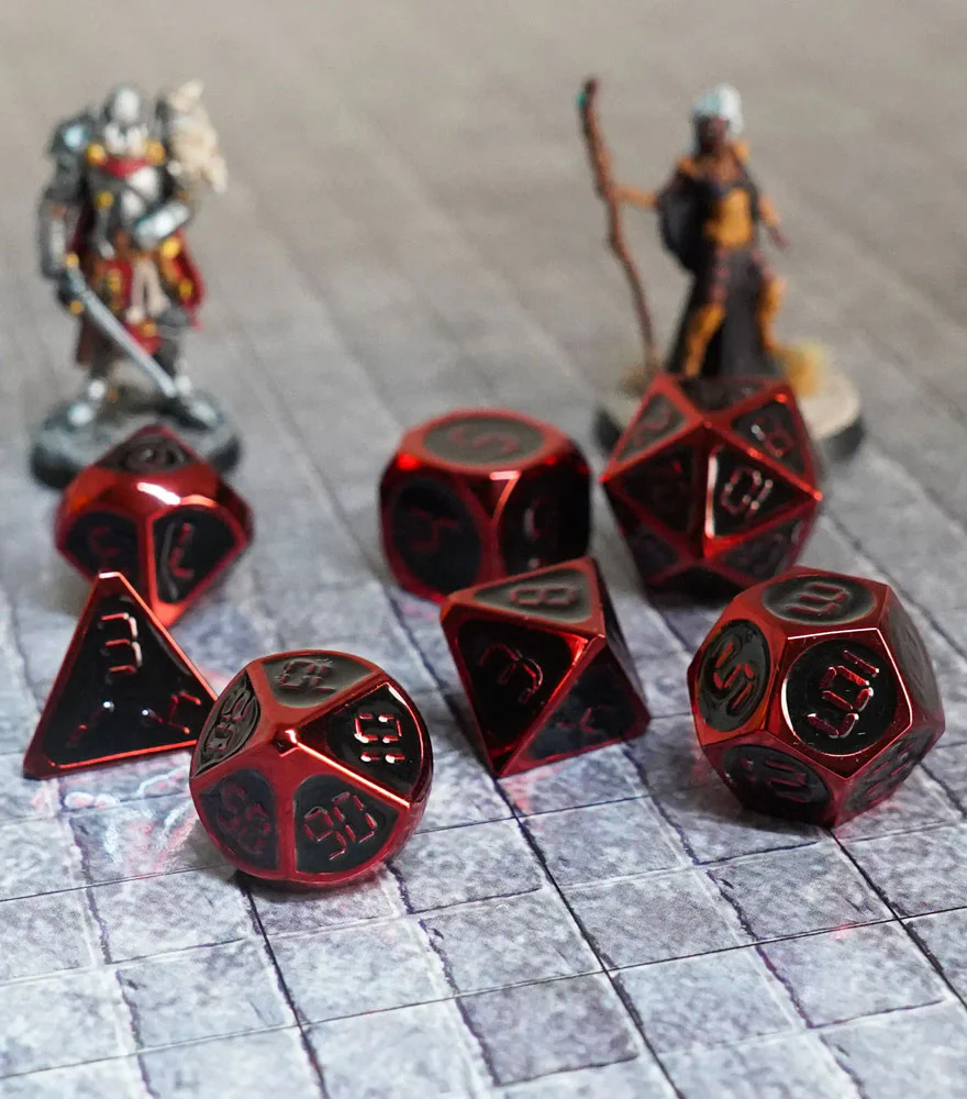 FanRoll Metal 16mm Dice Set (Red w/ Black Enamel) - Image 2