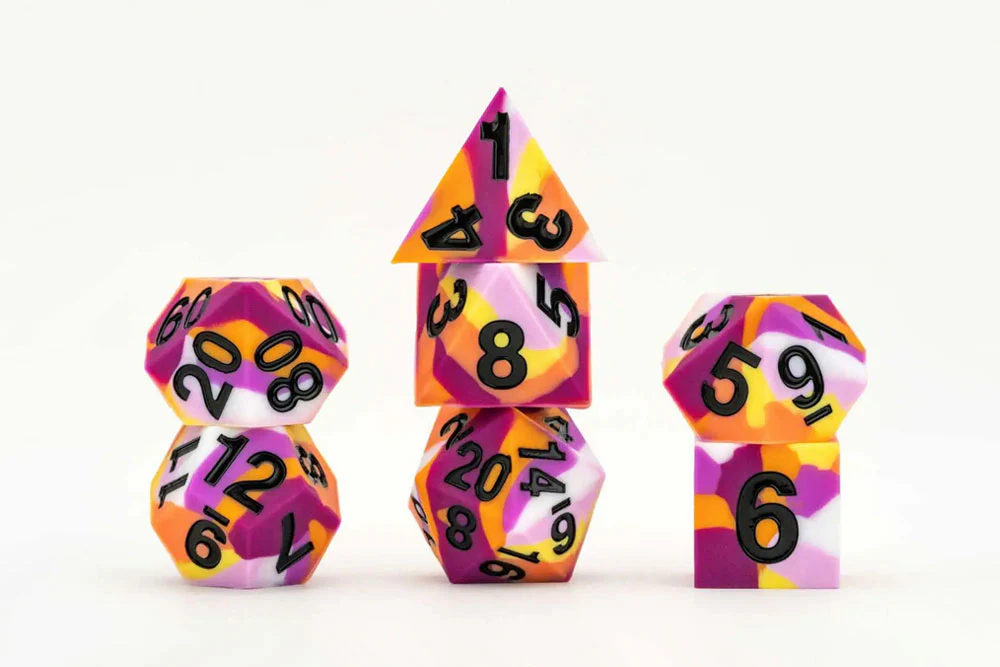 FanRoll Sharp Edge Silicone Rubber Gaymers Pride 16mm Dice Set (Lesbian) - Image 2