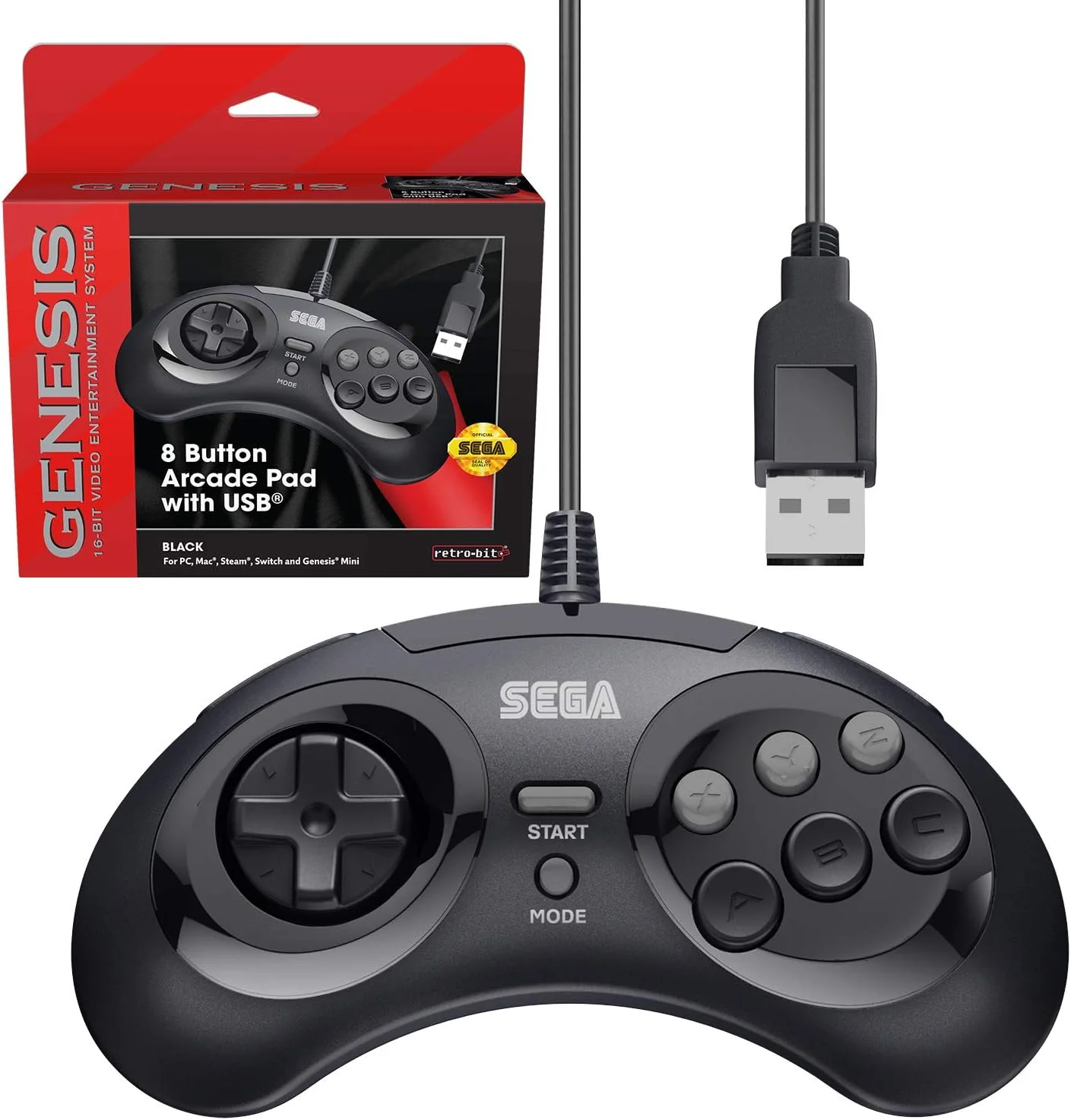 Genesis 8 Button Arcade Pad w/ USB for Switch, Genesis Mini, PC & Mac - Image 2