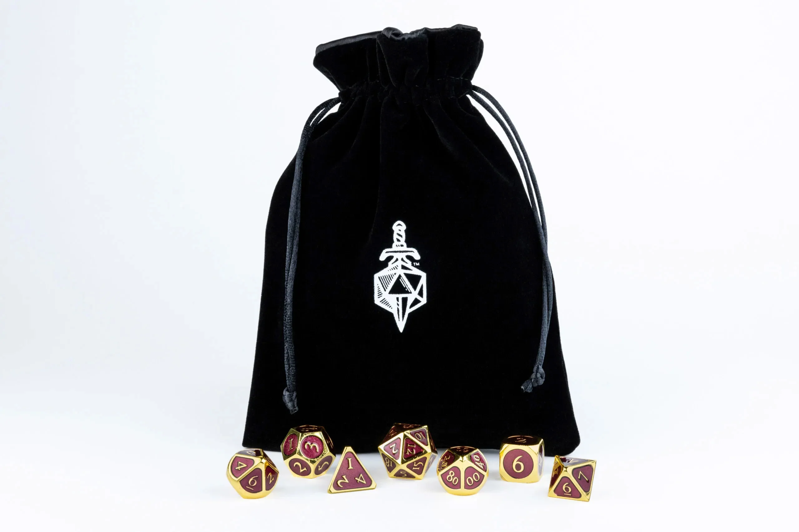 Large Velvet Dice Bag (Black w/ Black Satin)