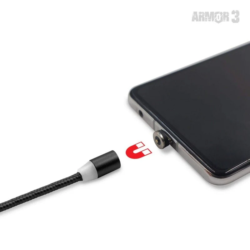 Magnetic USB Charge Cable (Silver) (4 FT) USB Micro/USB C - Image 4