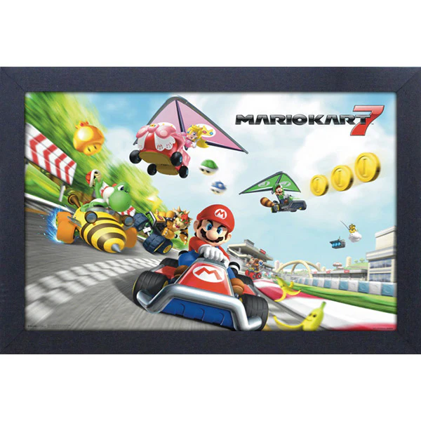 Mario Kart 7 3DS Game Cover 11" x 17" Framed Print