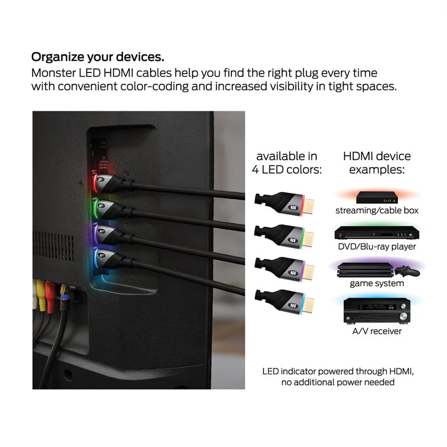 Monster HDMI Green LED 6ft - Image 3