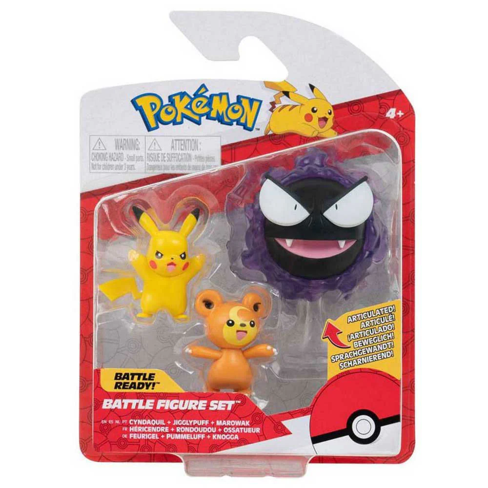 Pokemon Battle Figure 3 Pack Pikachu + Teddiursa + Gastly