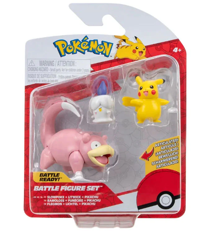 Pokemon Battle Figure 3 Pack Slowpoke + Litwick + Pikachu