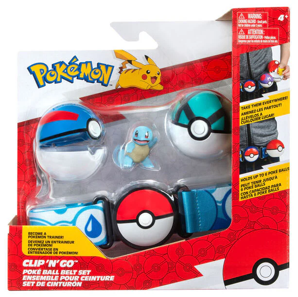 Pokemon Clip N' Go Pokeball Belt Set Squirtle