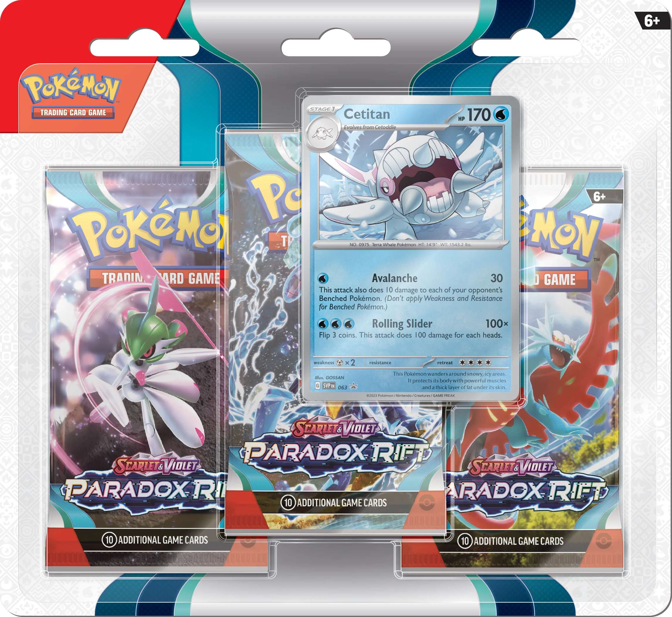 Pokemon TCG Paradox Rift 3-Pack Blister (Cetitan)
