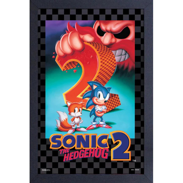 Sonic the Hedgehog 2 Genesis Game Cover 11" x 17" Framed Print